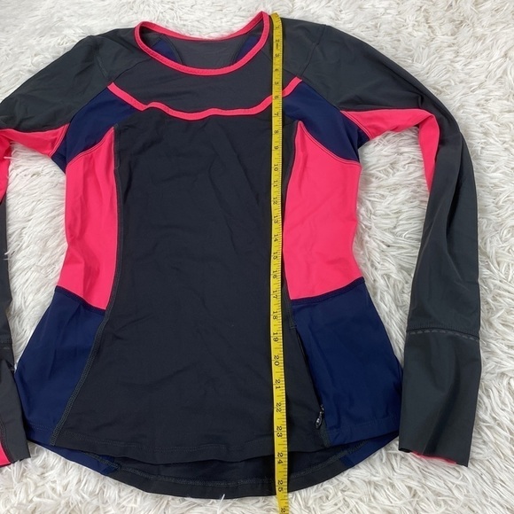 Lululemon Trail Bound Long Sleeve Deep Coal / Deep Navy Electric Coral - Picture 5 of 7